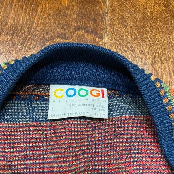 Coogi Australia 3D Knit Mercerized Cotton Multicolor Cardigan Sweater Men's L - Picture 7 of 9